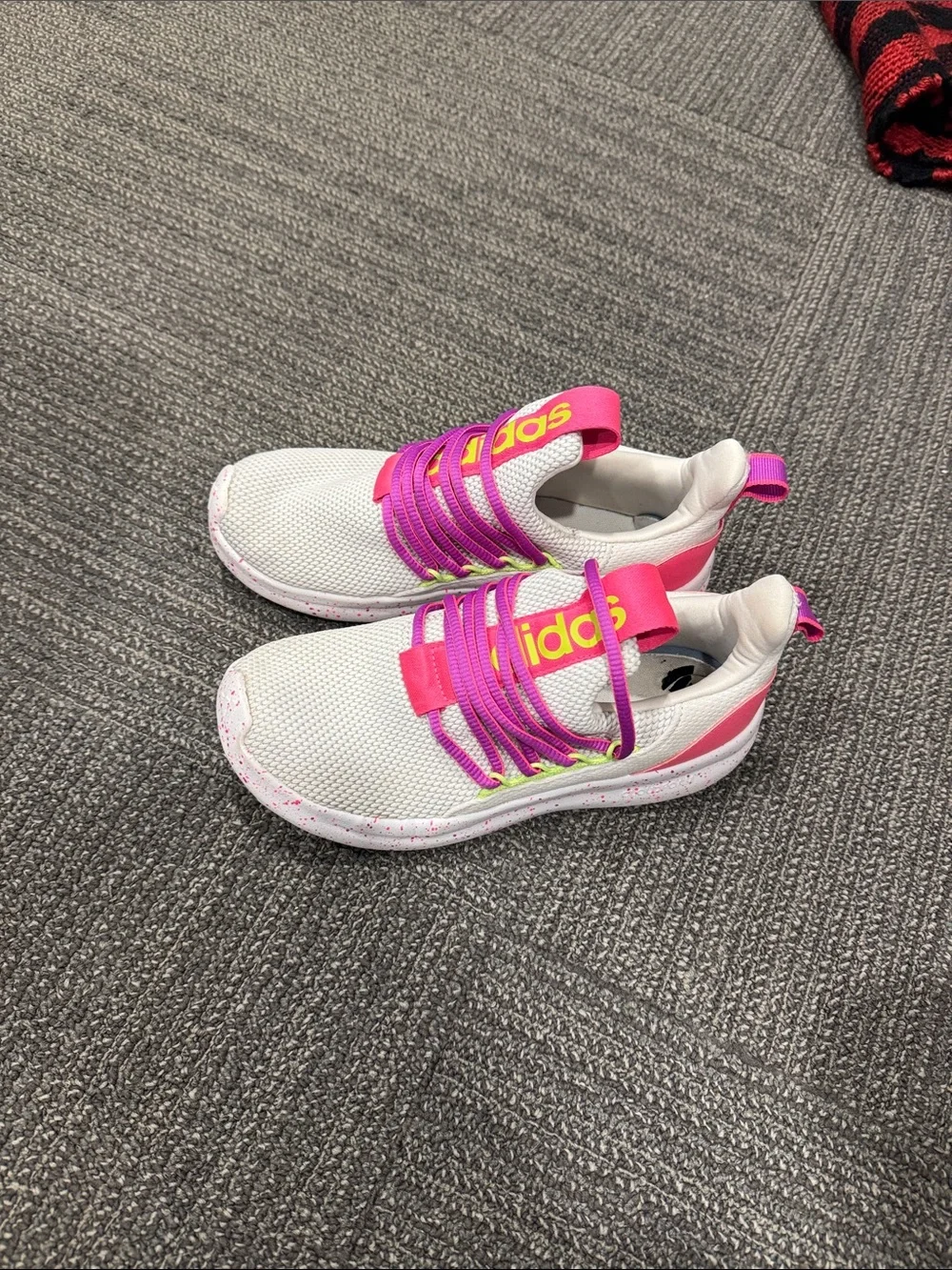 adidas Kids White Sneakers with Pink and Purple Accents